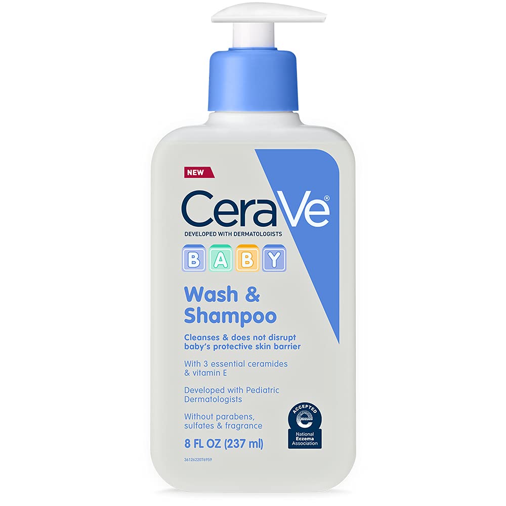 CeraVe Baby 2-in-1 Wash & Shampoo with Vitamin E for Hair & Skin – 8 oz