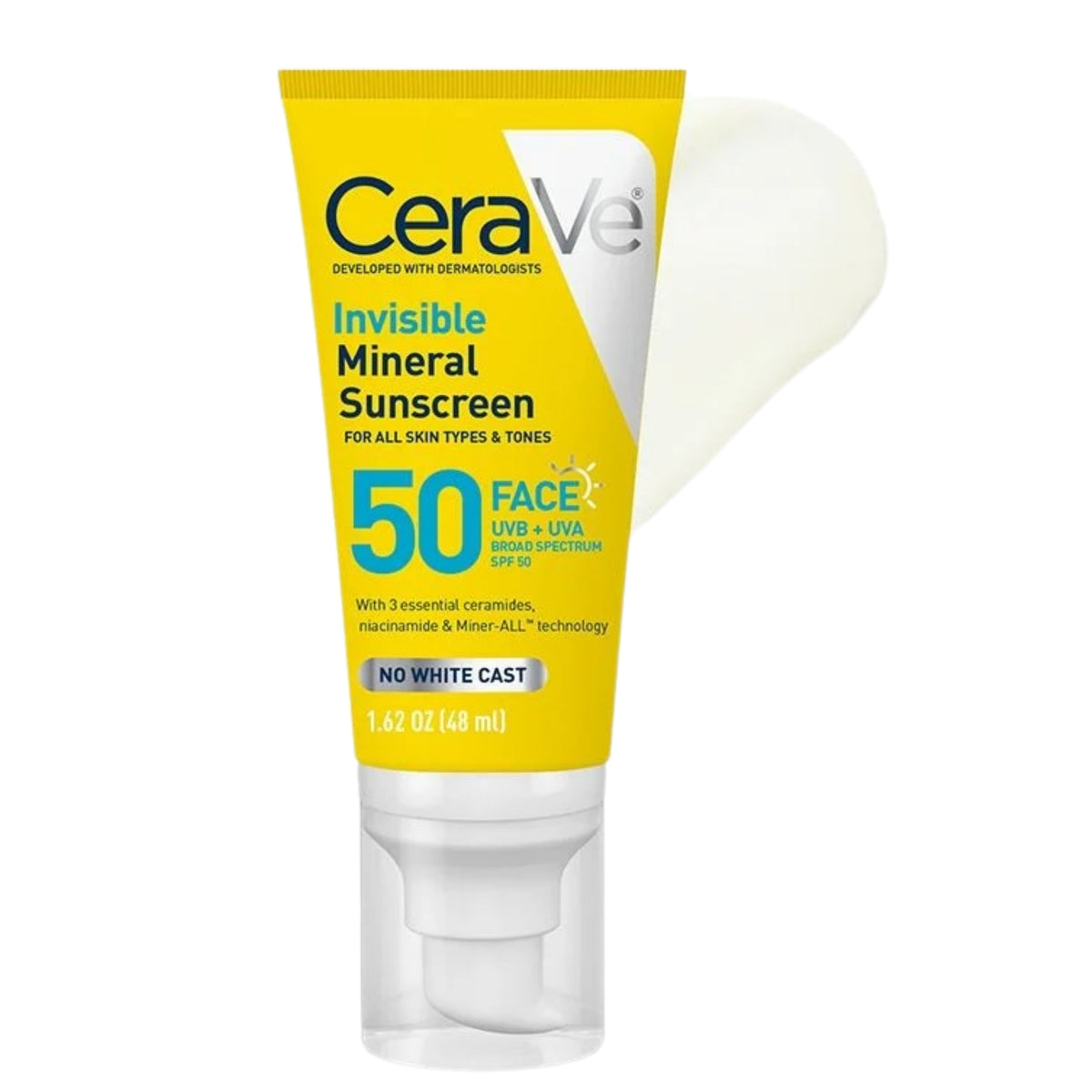 CeraVe Invisible Mineral Sunscreen SPF 50 for Face, Sensitive Skin – Travel Size