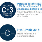 CeraVe Skin Brightening Vitamin C Serum for Face – 10% Pure Vitamin C, Hyaluronic Acid & Ceramides, 1 oz