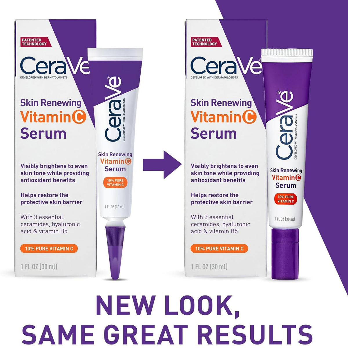 CeraVe Skin Brightening Vitamin C Serum for Face – 10% Pure Vitamin C, Hyaluronic Acid & Ceramides, 1 oz