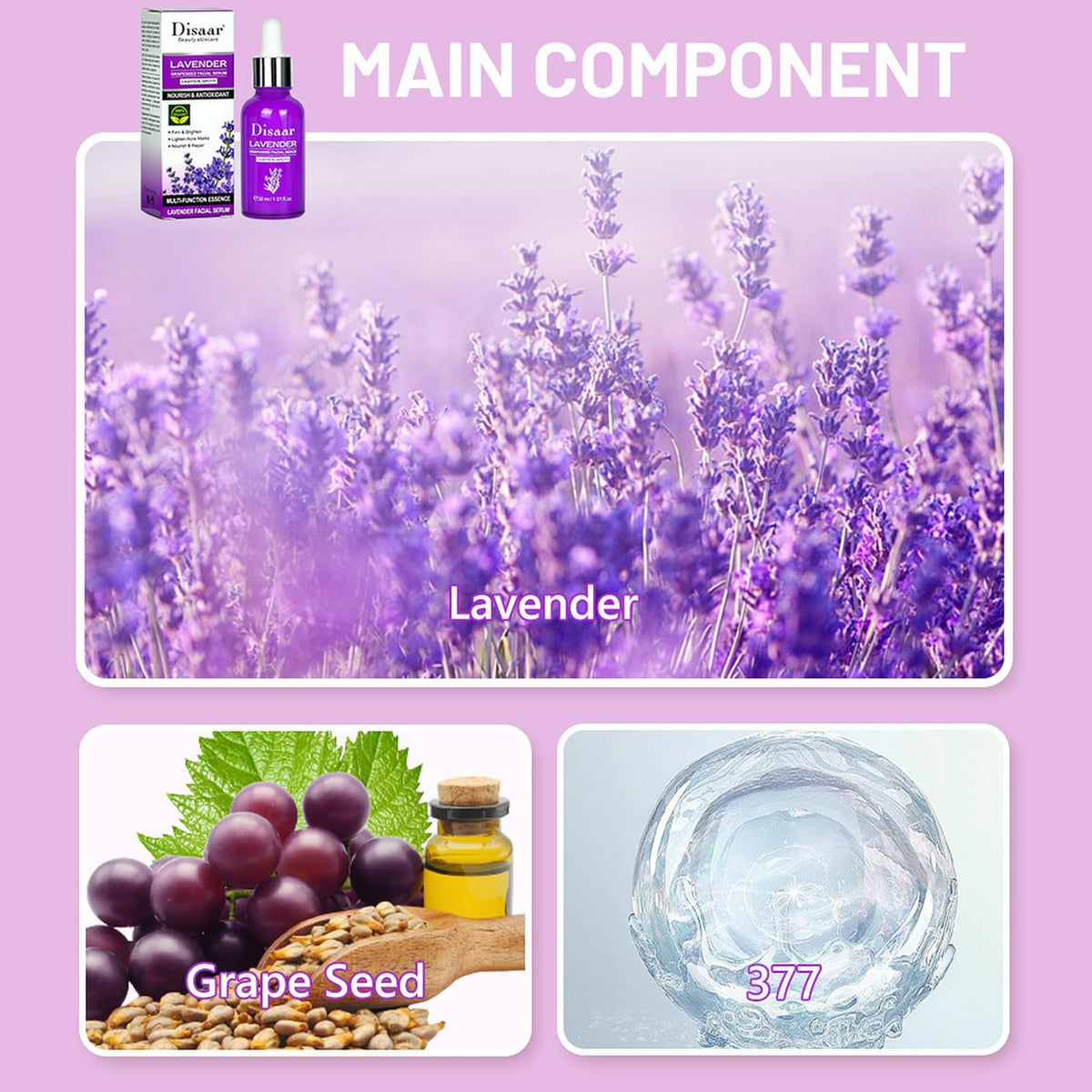DISAAR BEAUTY Lavender Grapeseed Facial Serum – Nourishing & Repairing Face Serum 30ml