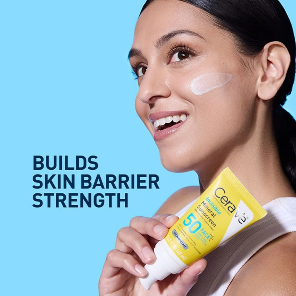 CeraVe Invisible Mineral Sunscreen SPF 50 for Face, Sensitive Skin – Travel Size