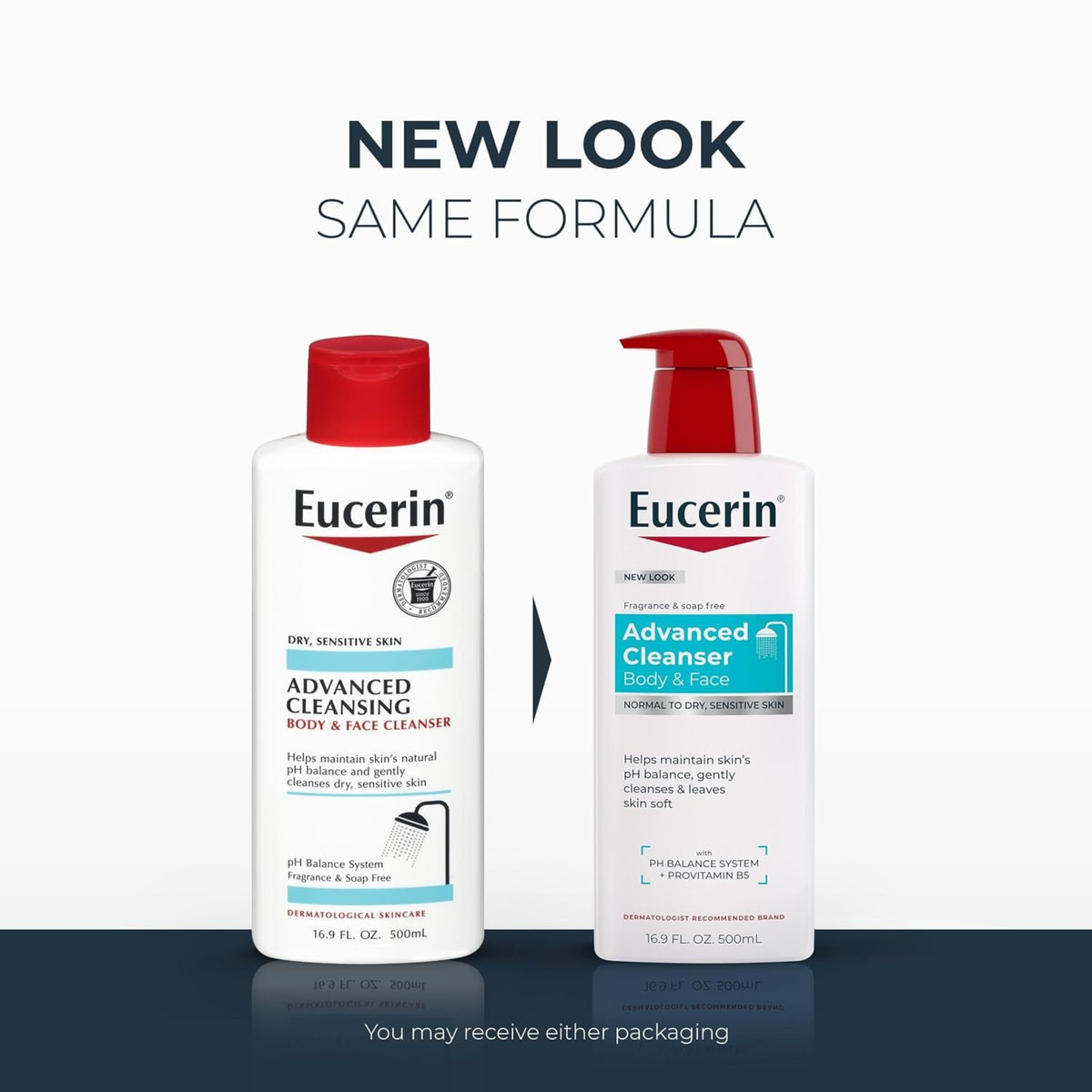Eucerin Advanced Repair Body and Face Cleanser 16.9 fl oz – Gentle Facial & Body Cleanser for Dry Skin