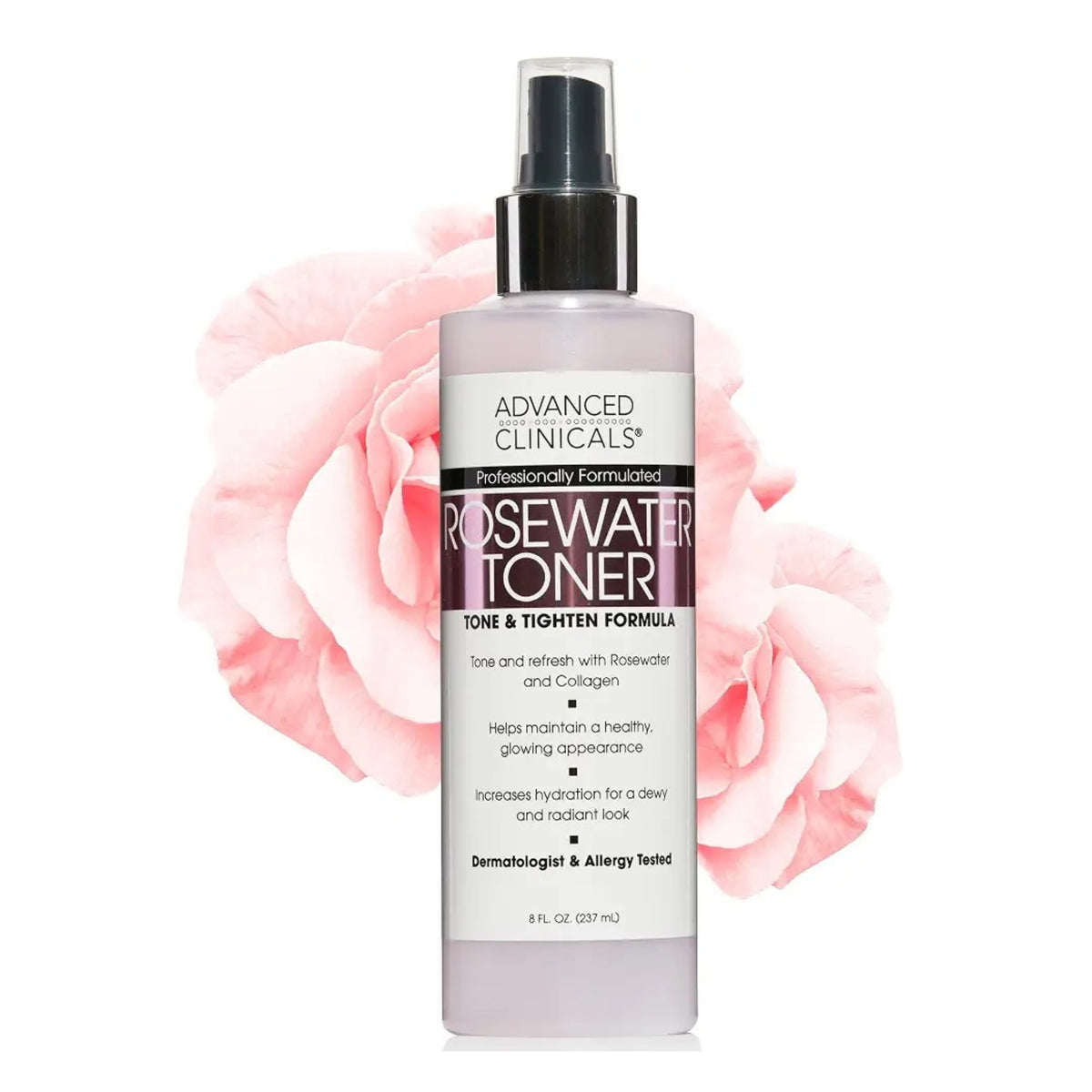 Advanced Clinicals Collagen Rosewater Face Mist 7.5 fl oz – Hydrating Facial Mist with Rose Water & Collagen