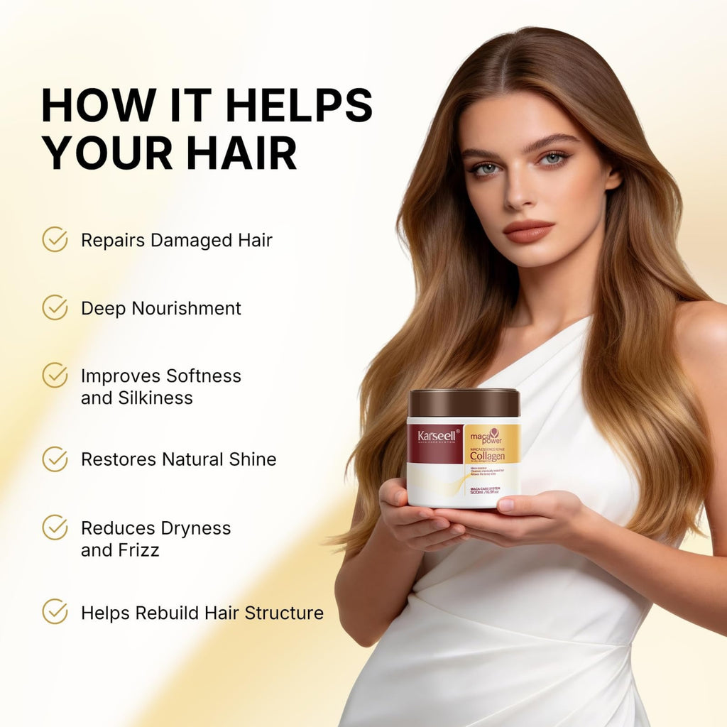 Karseell Collagen Hair Mask 16.90 oz – Deep Conditioning Treatment for Dry, Frizzy & Damaged Hair