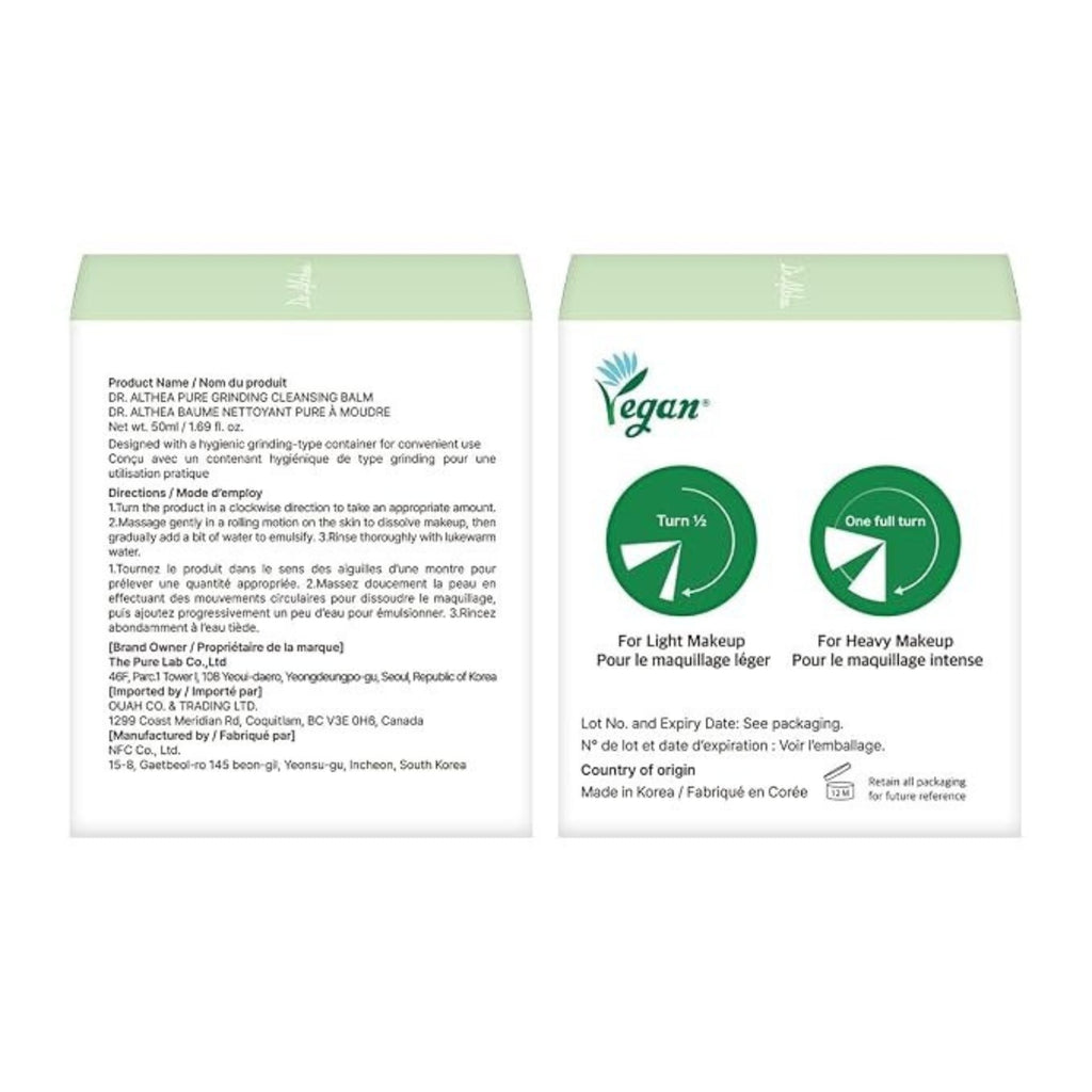 Dr. Althea Pure Grinding Cleansing Balm – Gentle Makeup Remover & Facial Cleanser for Deep Cleansing