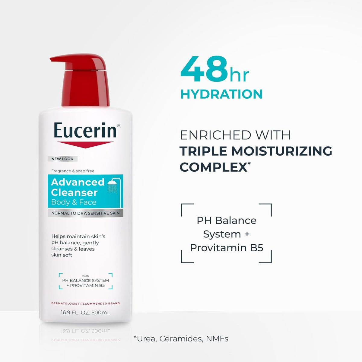 Eucerin Advanced Repair Body and Face Cleanser 16.9 fl oz – Gentle Facial & Body Cleanser for Dry Skin