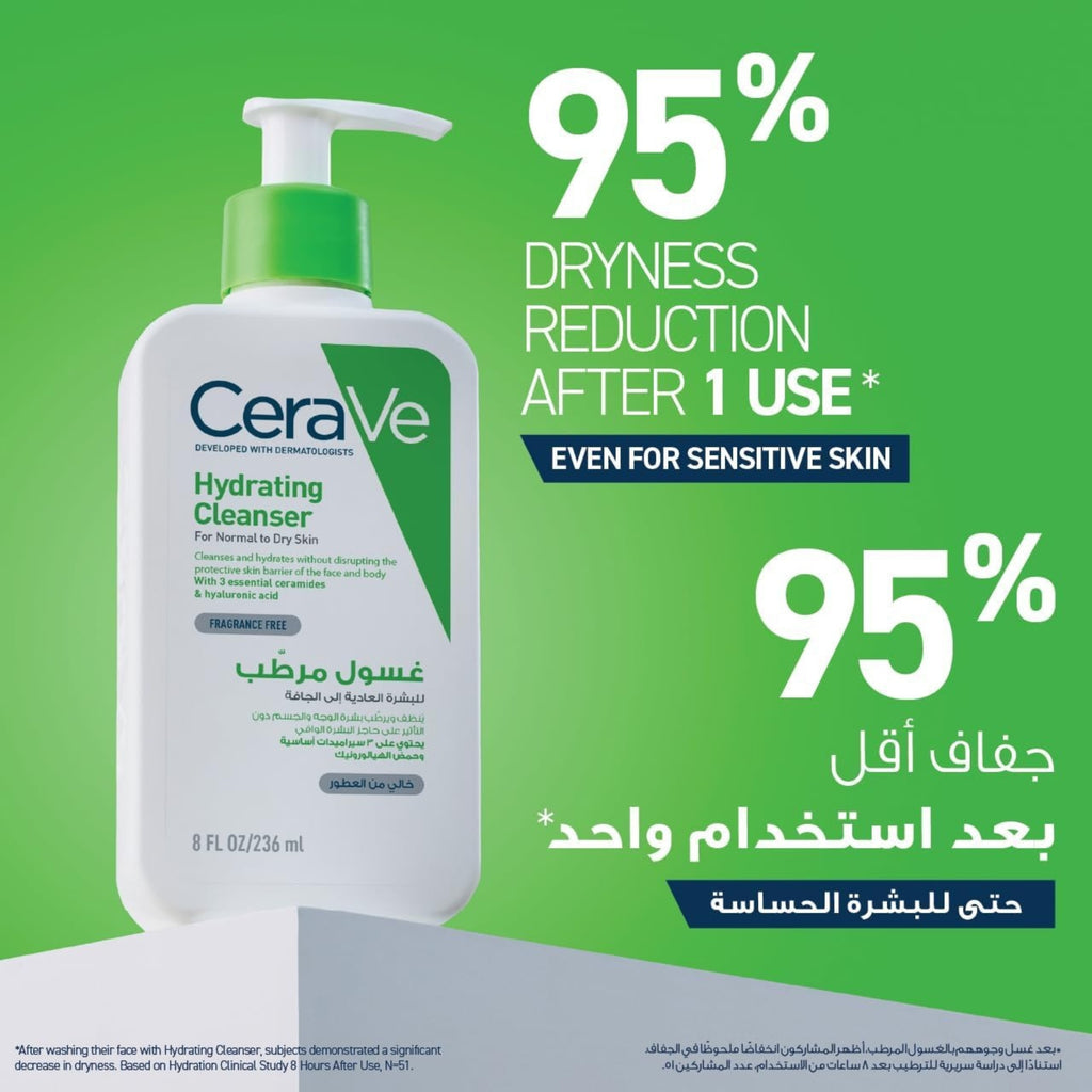 CeraVe Hydrating Cleanser 236ml – Facial Cleanser with Hyaluronic Acid for Normal to Dry Skin