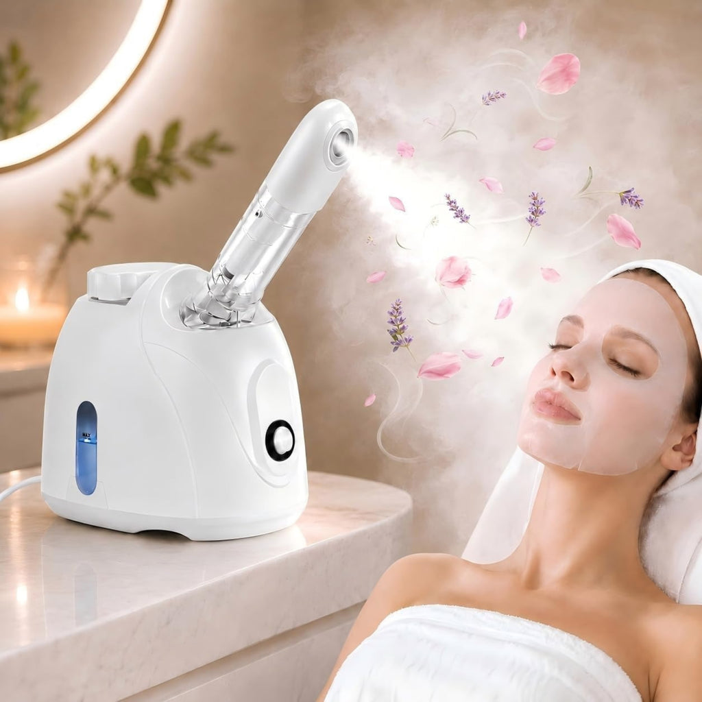 Rsefly Facial Steamer – Nano Ionic Face Steamer with 360° Rotating Arm, 160ml Water Tank & Aromatherapy