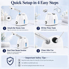 Rsefly Facial Steamer – Nano Ionic Face Steamer with 360° Rotating Arm, 160ml Water Tank & Aromatherapy