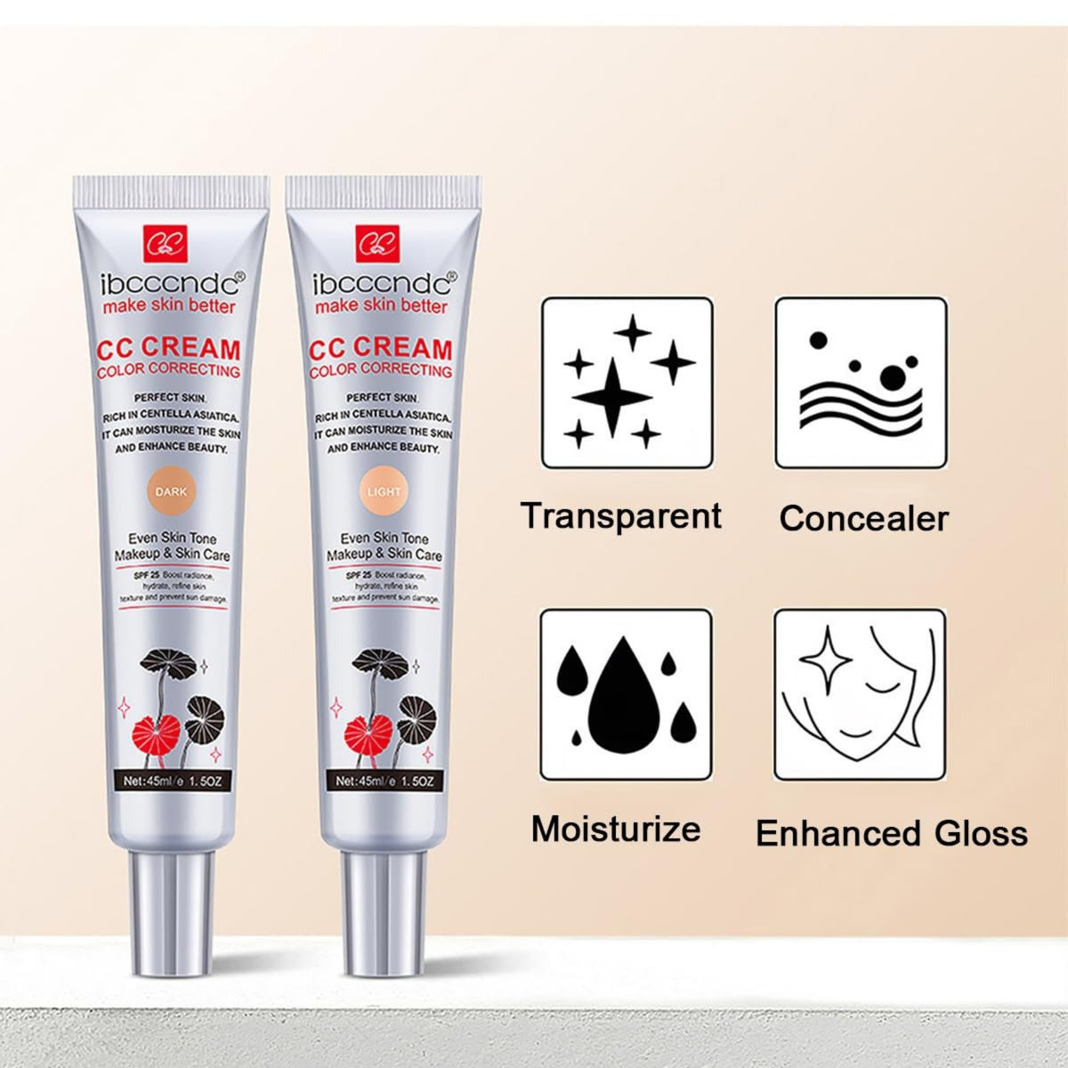 Color Correcting CC Cream SPF 25, Light – 45 ml | Color Correcting Face Cream & Lightweight Coverage