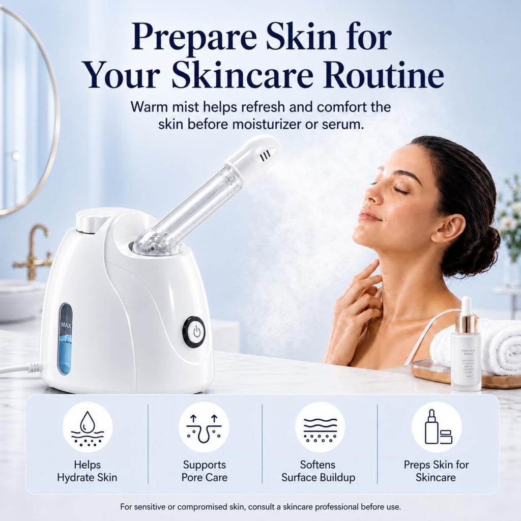 Rsefly Facial Steamer – Nano Ionic Face Steamer with 360° Rotating Arm, 160ml Water Tank & Aromatherapy