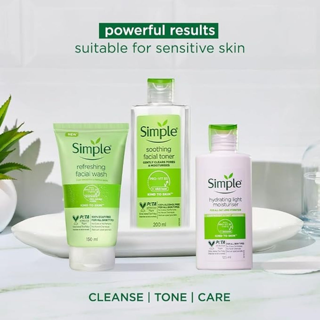 Simple Kind to Skin Refreshing Facial Wash 5.1 oz – Gentle Face Cleanser for Clean, Fresh & Soft-Looking Skin