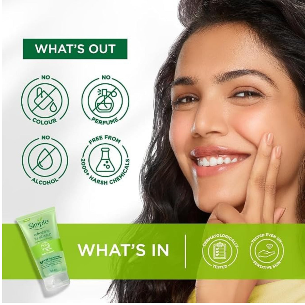 Simple Kind to Skin Refreshing Facial Wash 5.1 oz – Gentle Face Cleanser for Clean, Fresh & Soft-Looking Skin