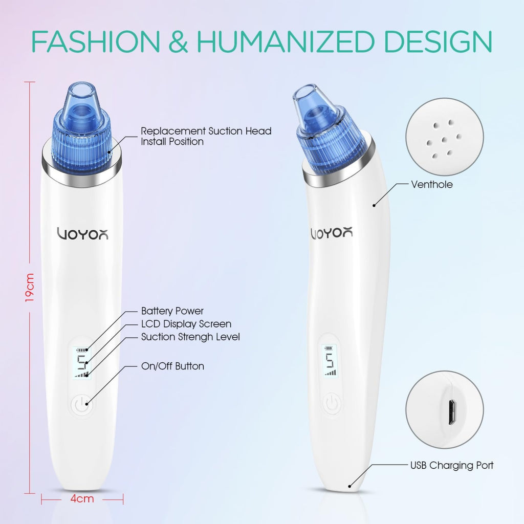 VOYOR Blackhead Remover Pore Vacuum – 6 Suction Heads Facial Pore Cleaner for Blackheads & Deep Cleansing