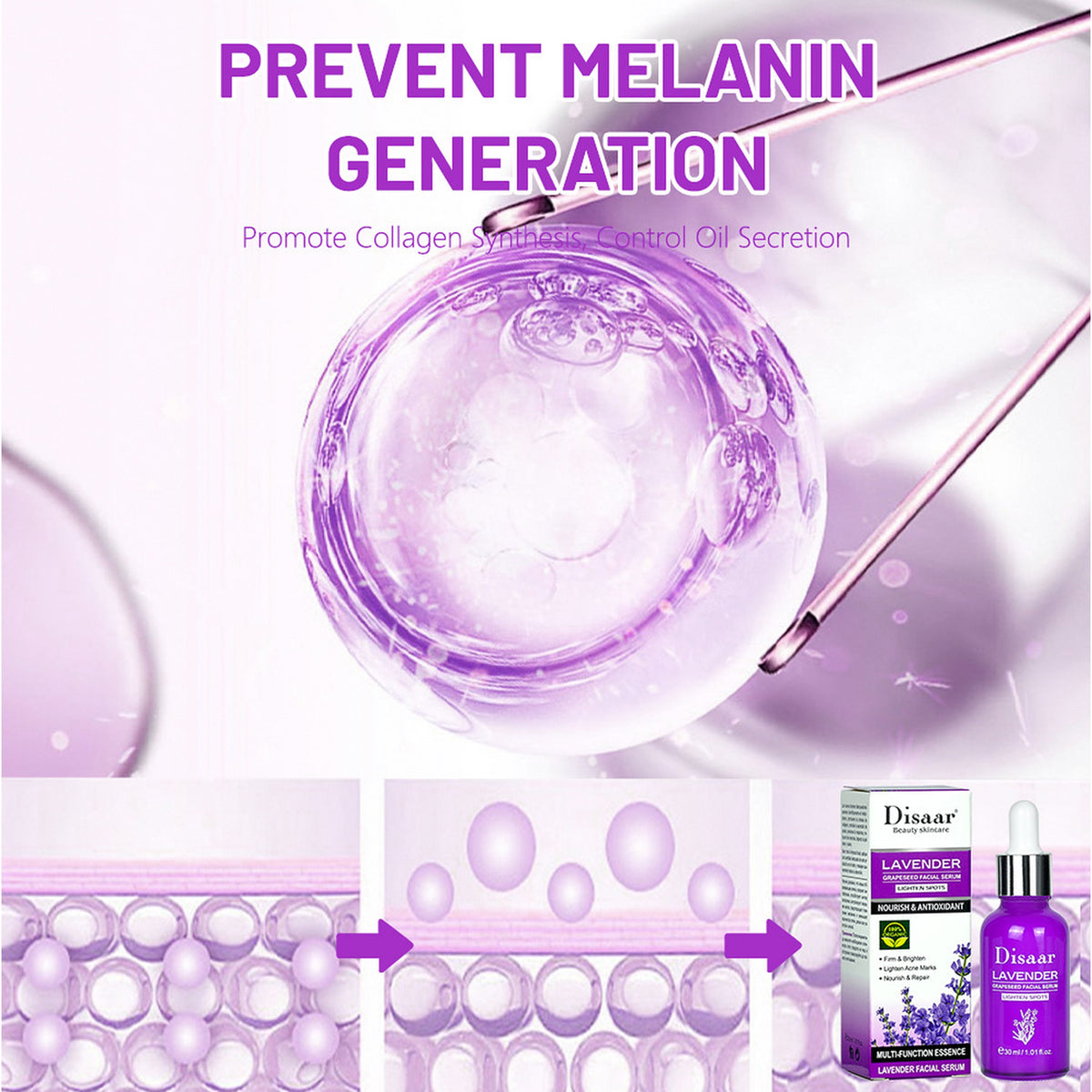 DISAAR BEAUTY Lavender Grapeseed Facial Serum 30ml – Nourishing & Repairing Face Serum for Hydrated Skin