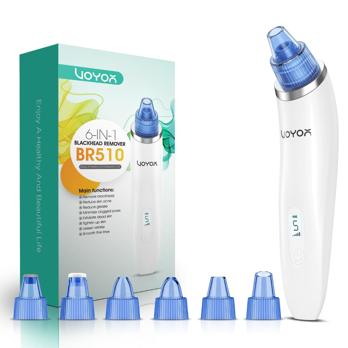 VOYOR Blackhead Remover Pore Vacuum – 6 Suction Heads Facial Pore Cleaner for Blackheads & Deep Cleansing