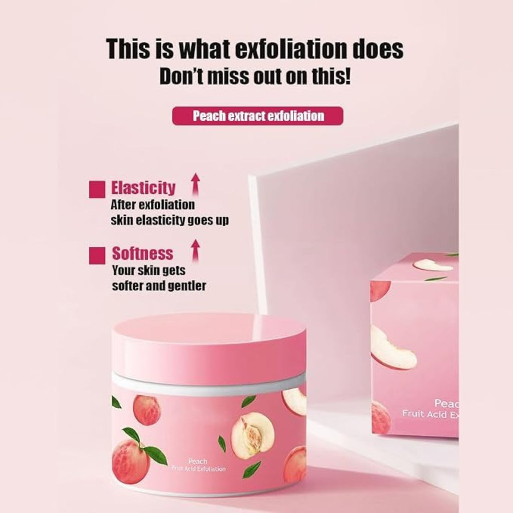 VENZEN Peach Fruit Acid Exfoliating Cream 140g – Face & Body Scrub for Gentle Exfoliation, Smooth & Soft-Looking Skin