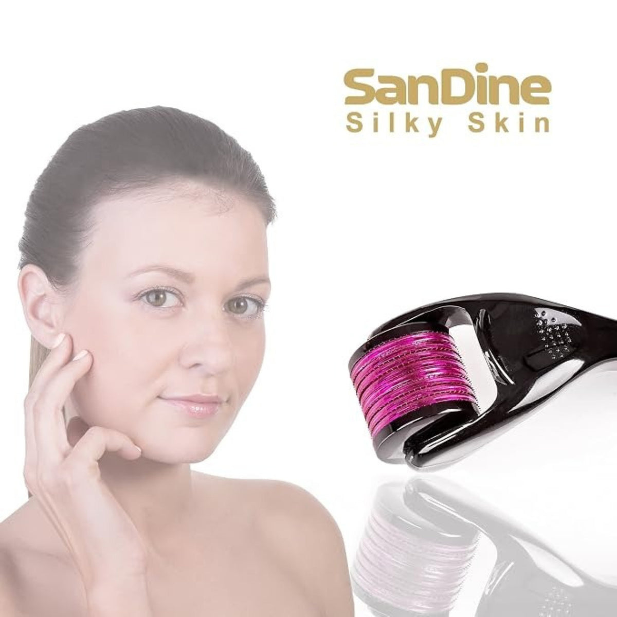 Sandine Microneedle Derma Roller 0.3mm – 540 Titanium Micro Needles for Facial Skin Care & Smooth-Looking Skin
