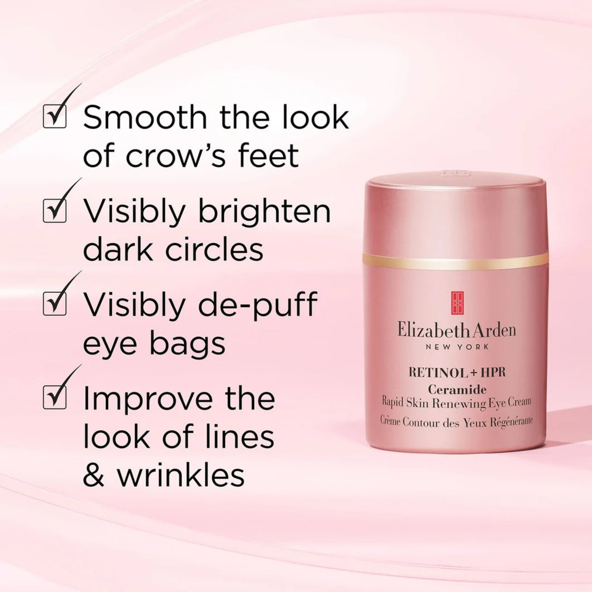 Elizabeth Arden Retinol + HPR Ceramide Skin Renewing Eye Cream 0.5 oz – Eye Cream for Fine Lines & Wrinkles