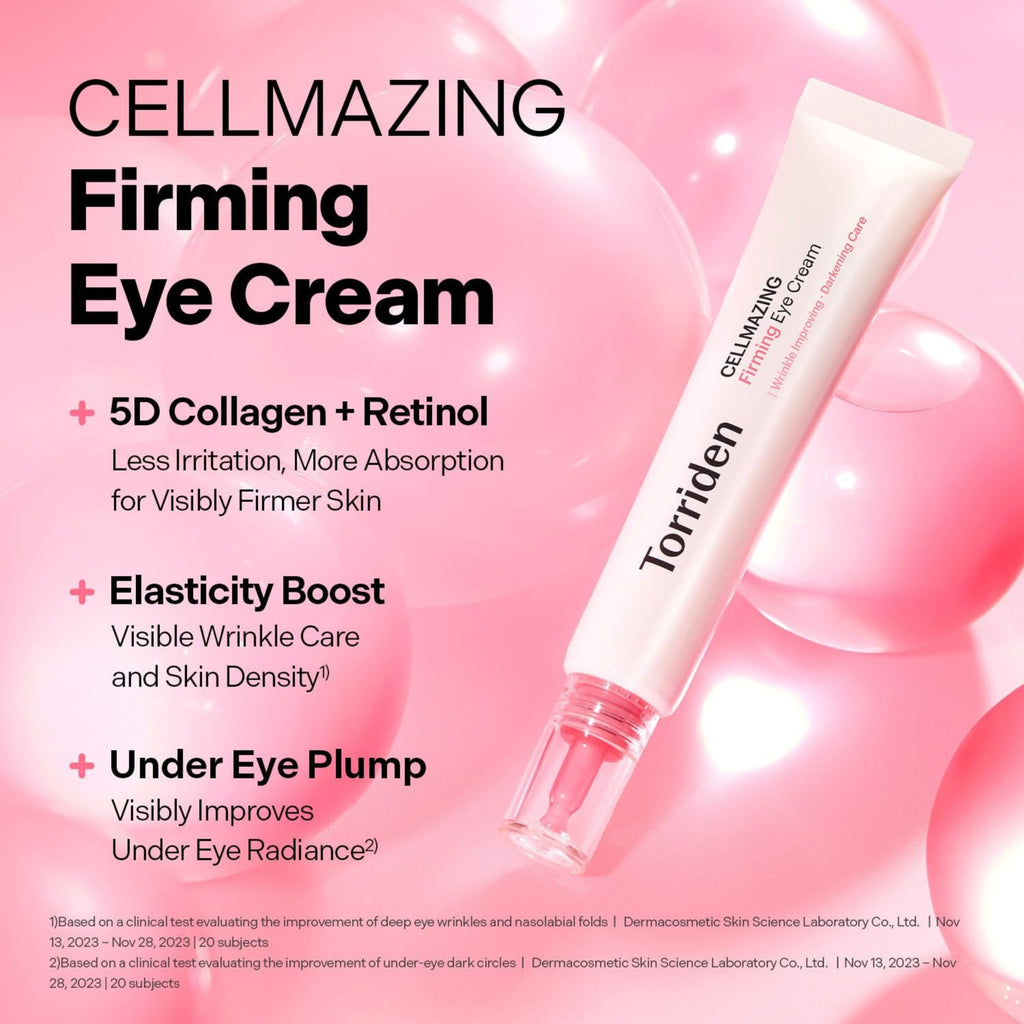 Torriden CELLMAZING Collagen Firming Eye Cream 30ml – 5D Collagen & Retinol Eye Cream for Wrinkles & Dark Circles