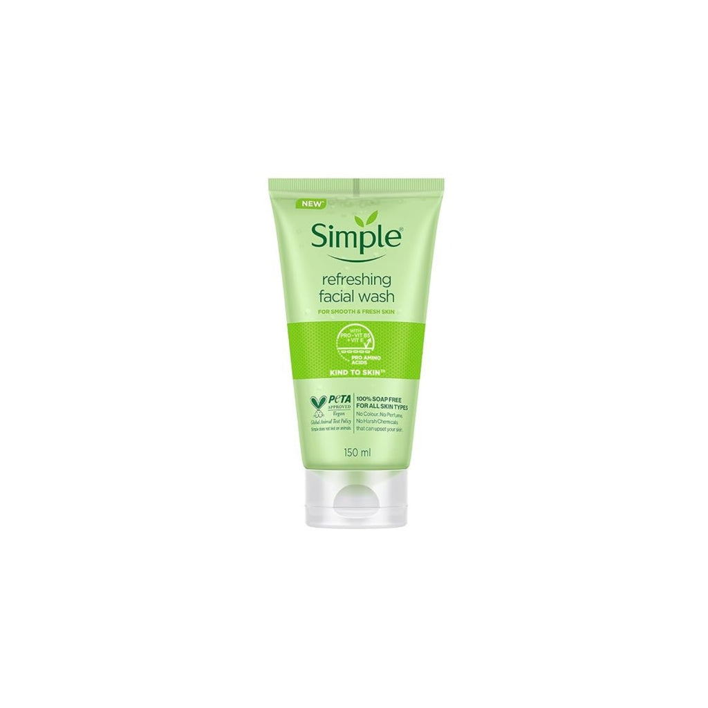Simple Kind to Skin Refreshing Facial Wash 5.1 oz – Gentle Face Cleanser for Clean, Fresh & Soft-Looking Skin