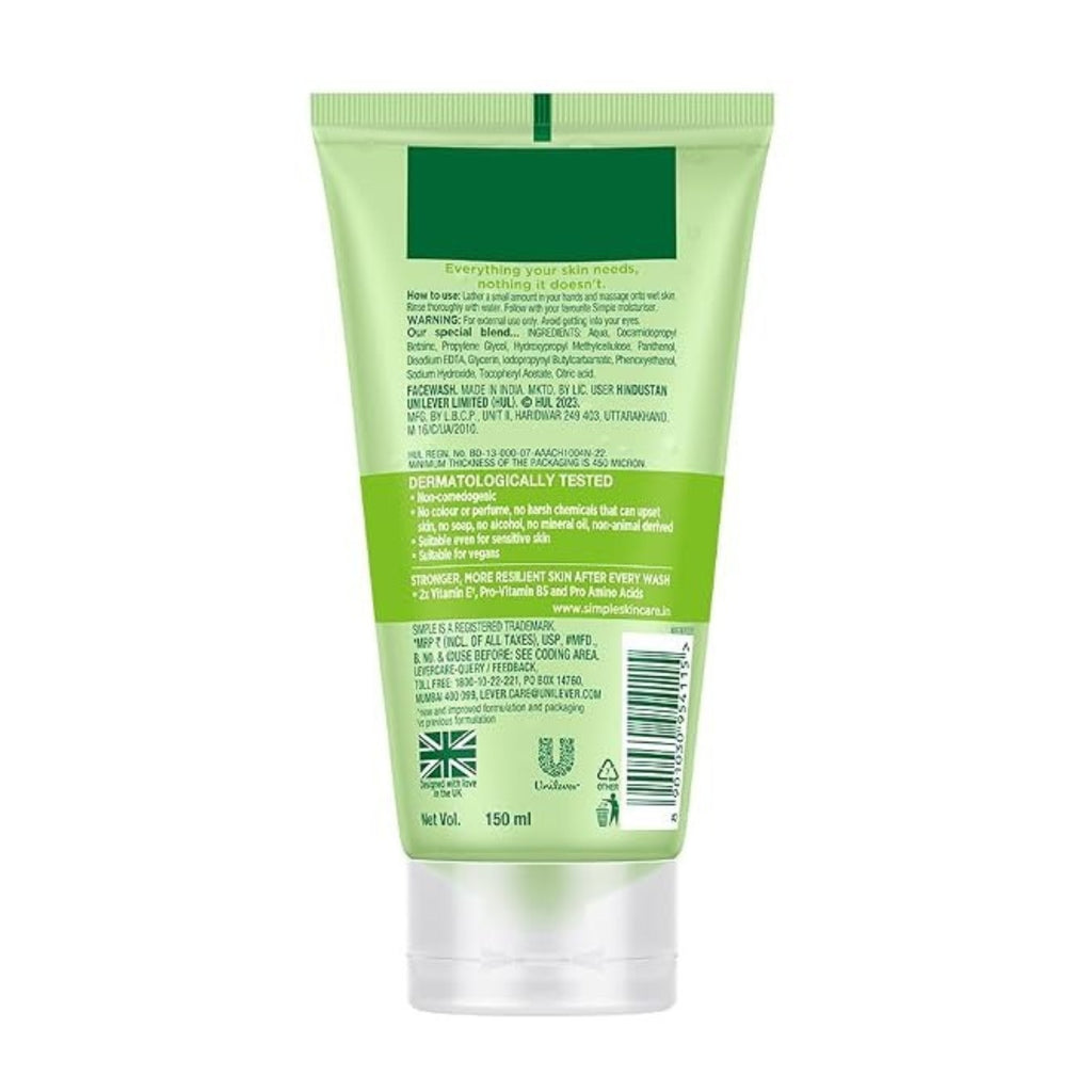 Simple Kind to Skin Refreshing Facial Wash 5.1 oz – Gentle Face Cleanser for Clean, Fresh & Soft-Looking Skin